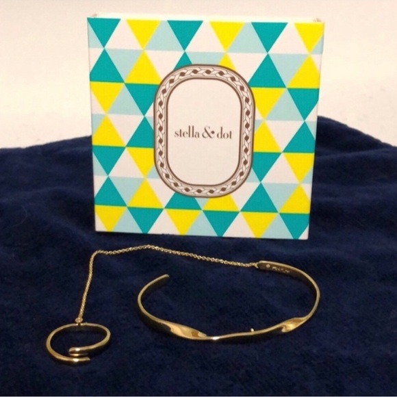 Stella & Dot Jewelry - Stella & Dot Bridge Bracelet & Ring Set, Gold Coloured
